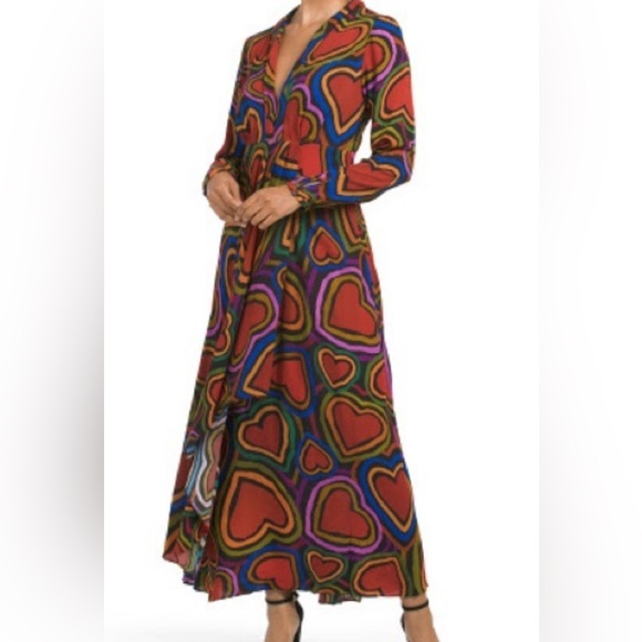 FARM Rio Dresses & Skirts - FARM Rio Multicolor Heart Long Sleeve Dress